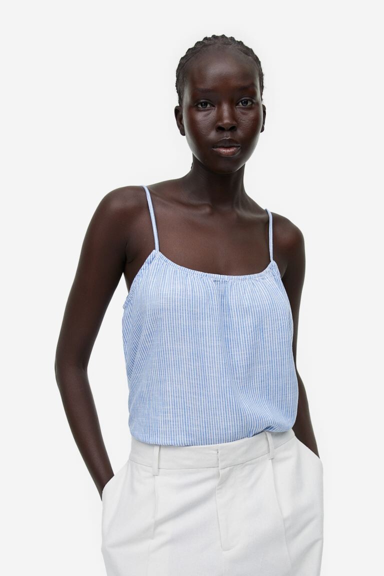 

топ на бретелях H&M, синий/полосатый