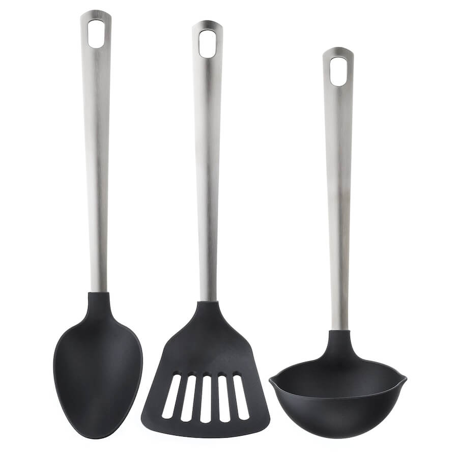 Кухонные приборы Ikea Direkt, 3 предмета, черный/нержавеющая сталь