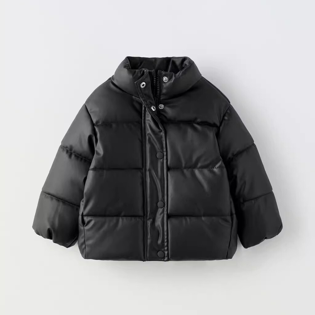 

Пуховик ZARA Faux Leather, черный
