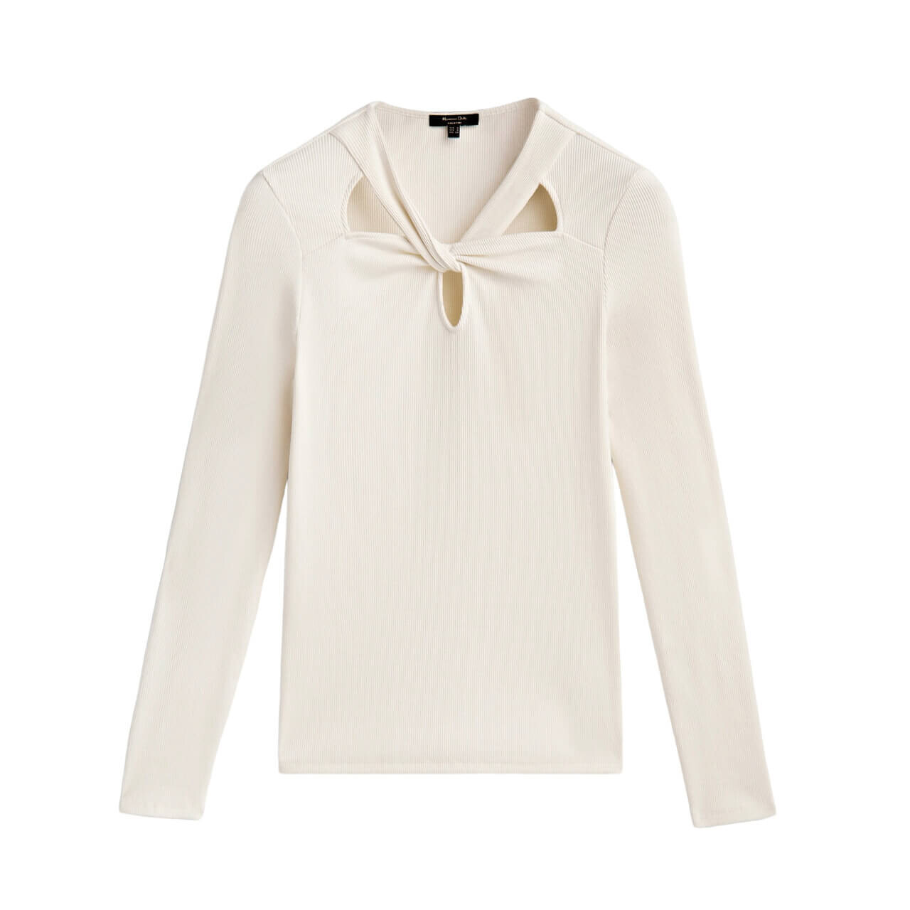 

Лонгслив Massimo Dutti Ribbed, кремовый