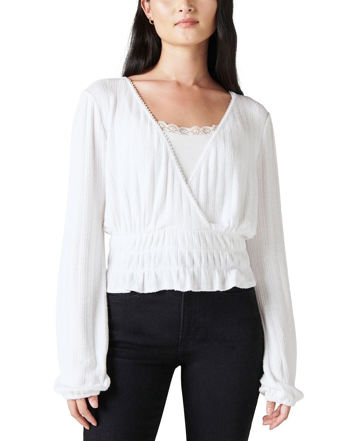 

Топ с отделкой pointelle surplice Lucky Brand, белый