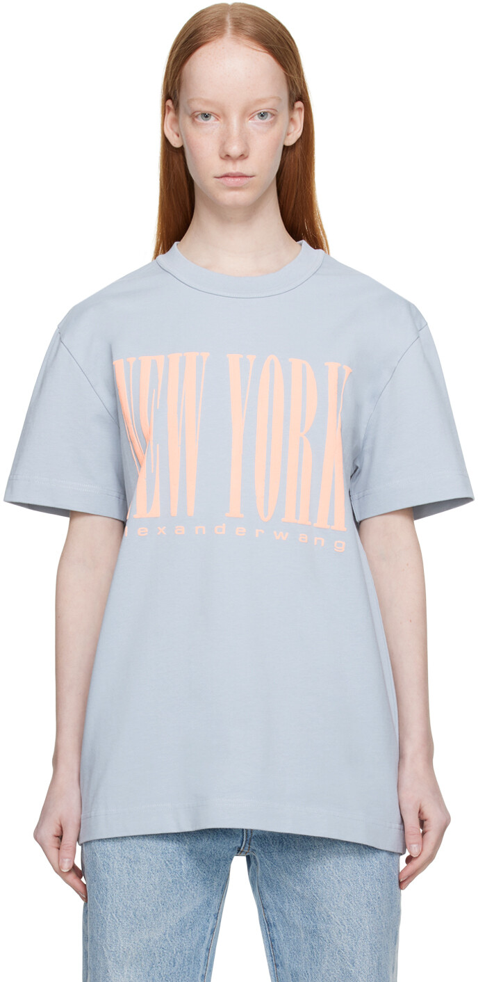 

Синяя футболка NY Puff Alexander Wang, Синий