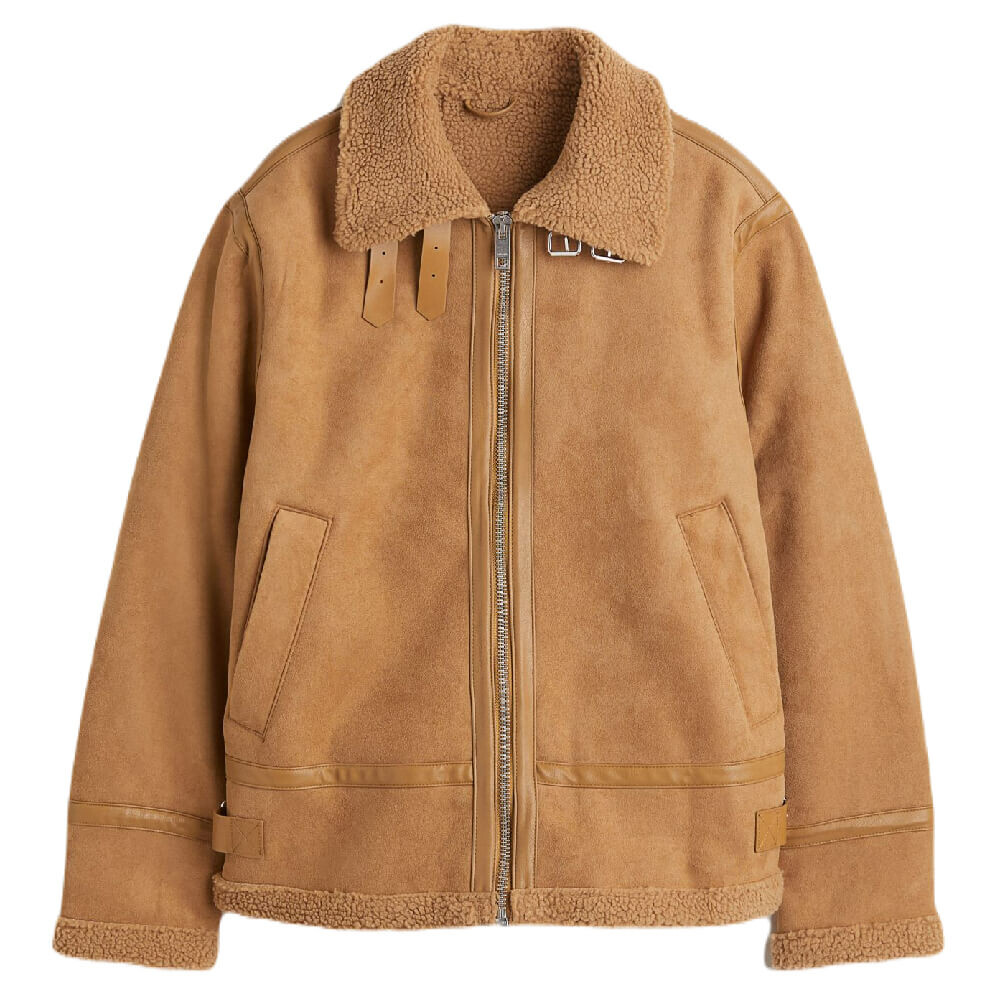 

Куртка H&M Faux Shearling Lining, коричневый