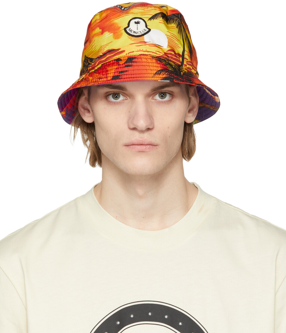 

8 Двусторонняя панама Moncler Palm Angels оранжевого цвета с пальмовым принтом Moncler Genius
