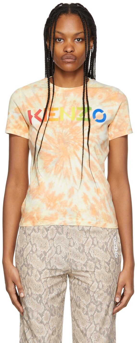 

Оранжевая хлопковая футболка Kenzo