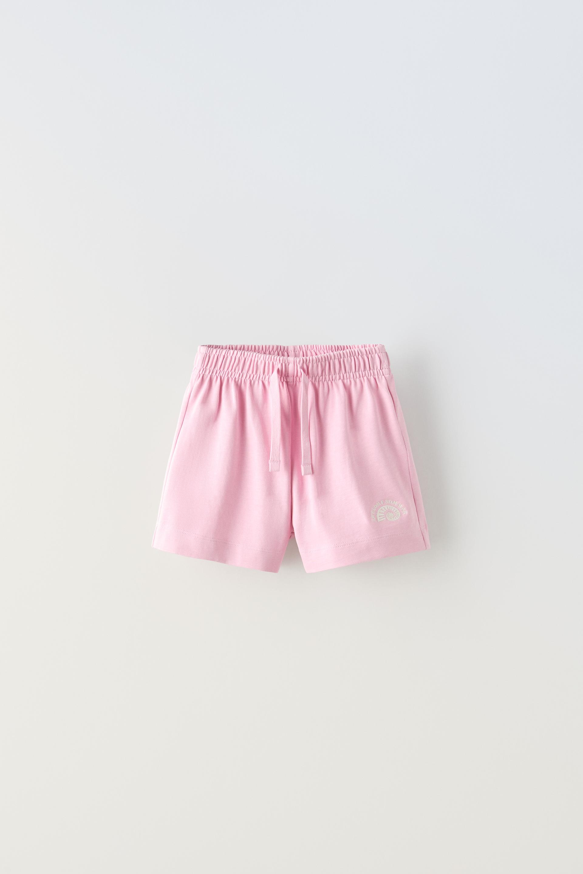Шорты Zara Plush Bermuda, розовый шорты с аппликациями на 9 12 месяцев