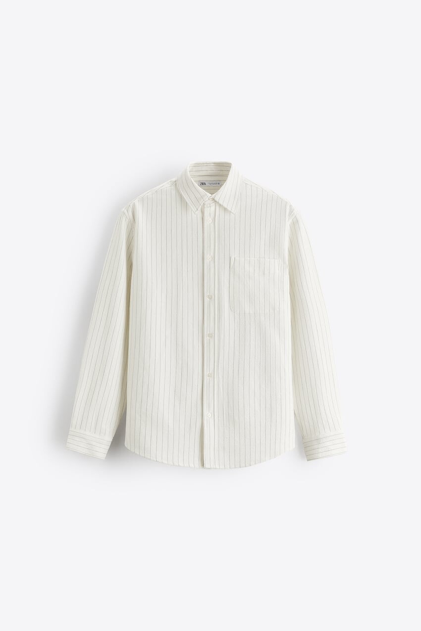

Рубашка Zara textured stretch, чёрный/белый