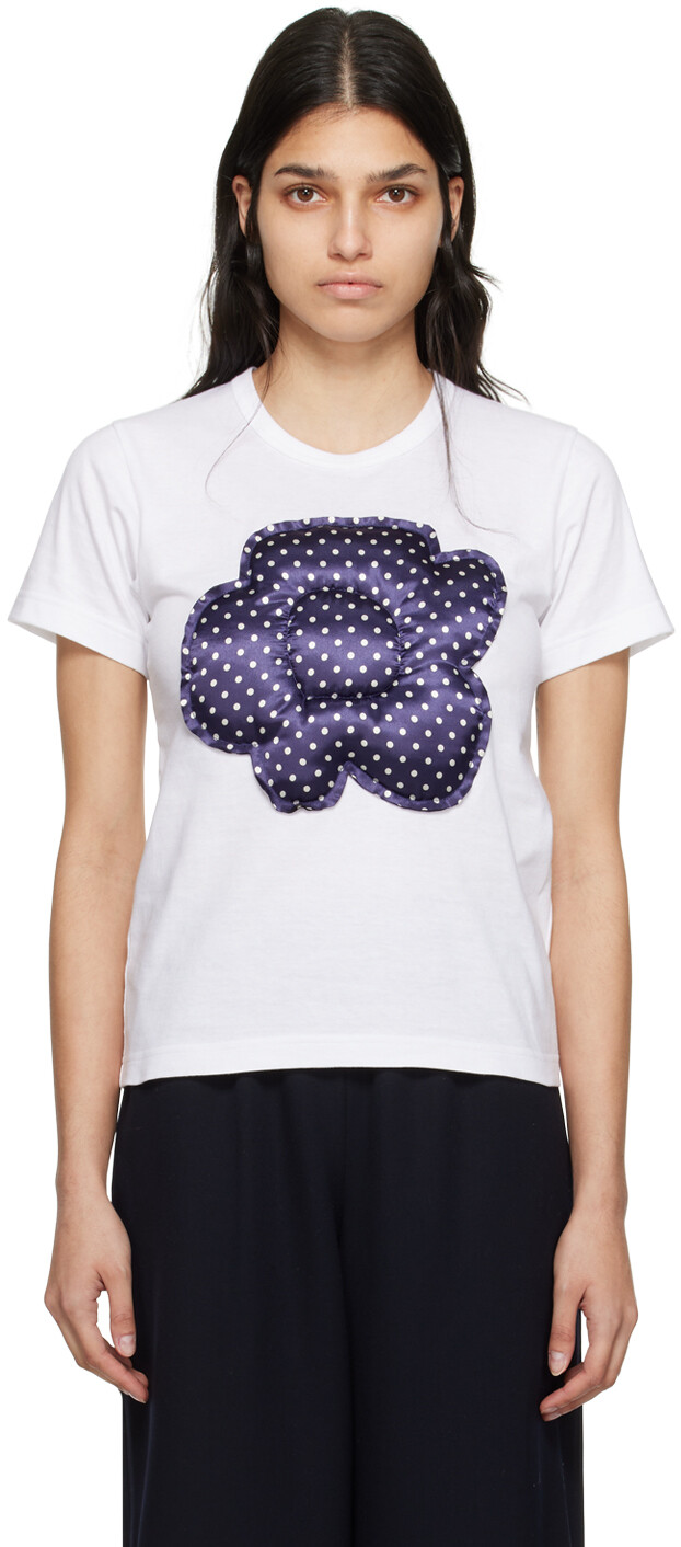 

Белая футболка в горошек Comme des Garçons Girl, Белый