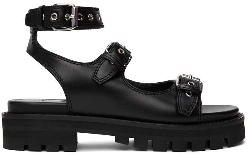 

Черные сандалии на плоской подошве на платформе ALAÏA