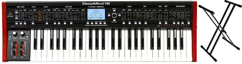 

Behringer DeepMind 12 49-клавишный 12-голосный аналоговый синтезатор в комплекте с Gator Frameworks GFW-KEY-2000X Deluxe X-Style Keyboard Stand