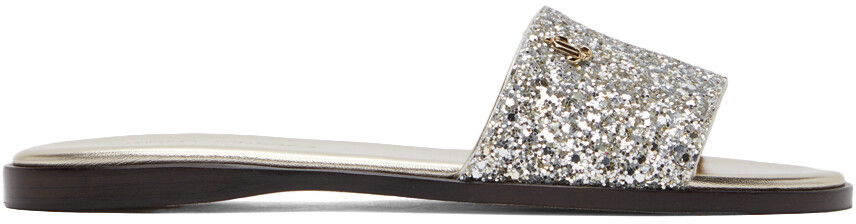 

Серебряные сандалии Minea на плоской подошве Jimmy Choo