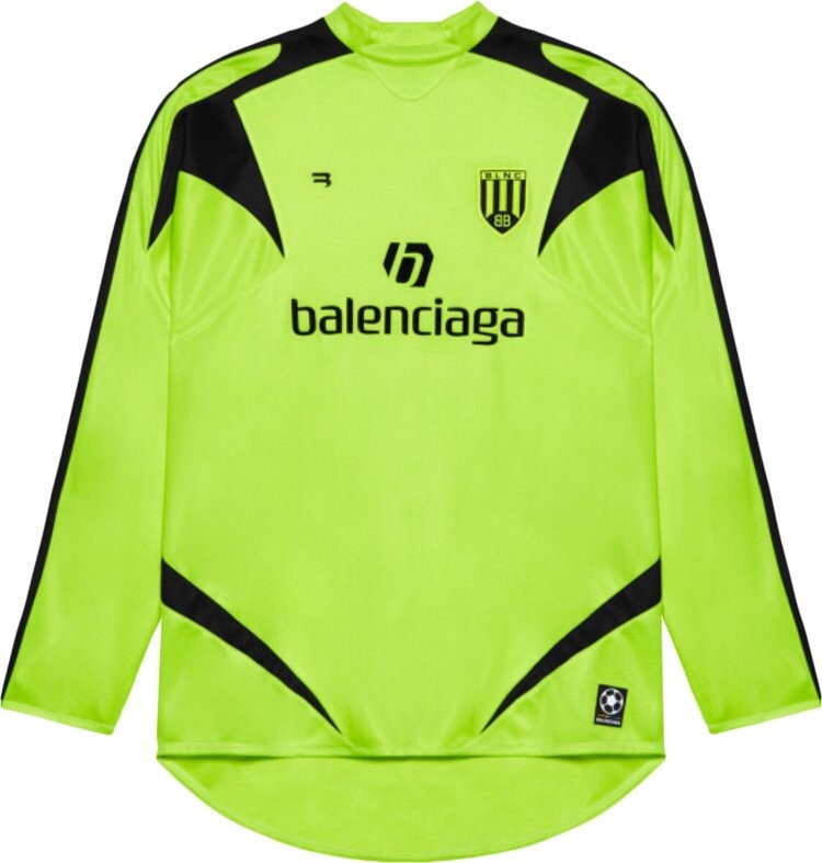 

Футболка Balenciaga Soccer Long-Sleeve T-Shirt With Logos 'Fluo Yellow/Black', желтый