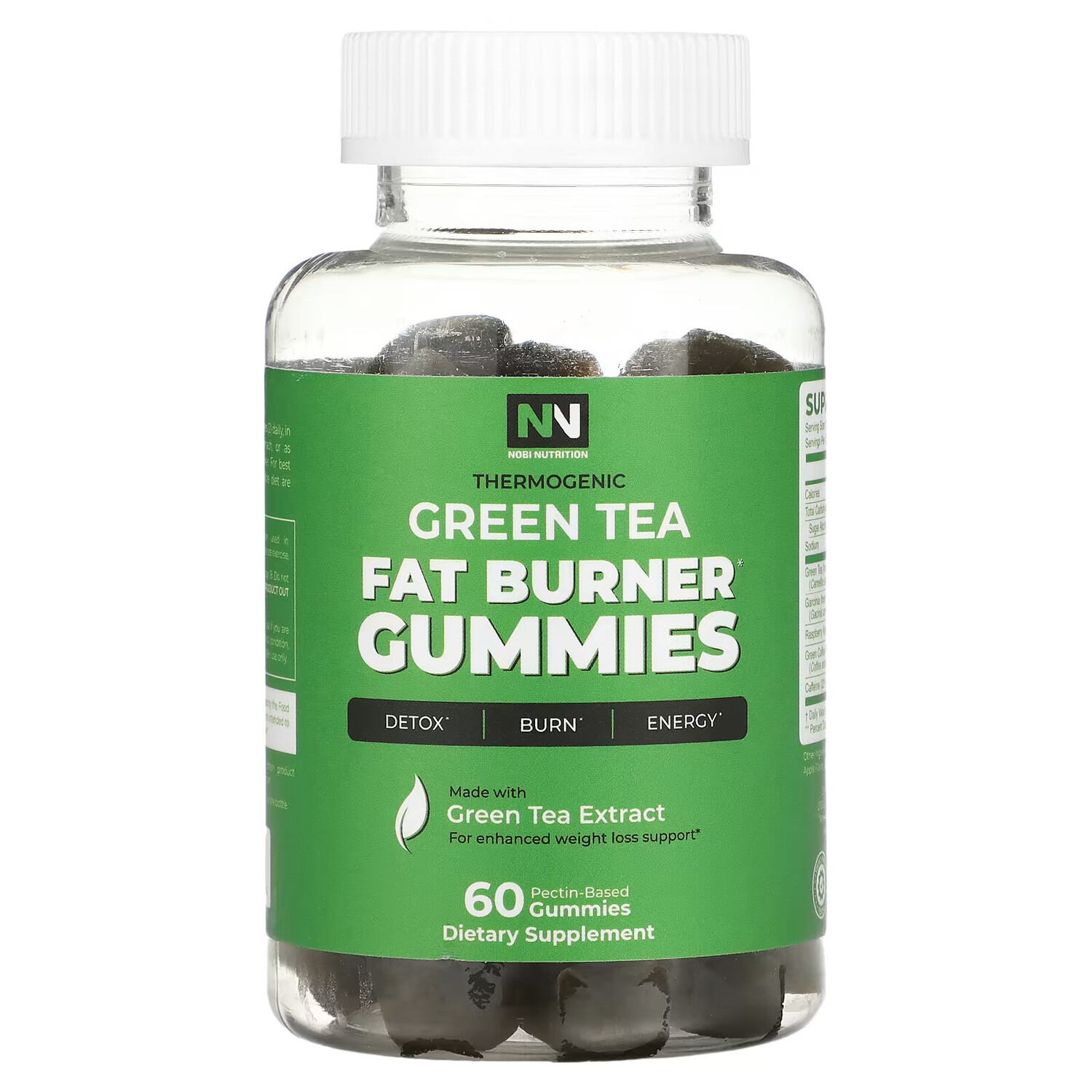 

Жиросжигающие жевательные таблетки Nobi Nutrition с зеленым чаем, 60 шт