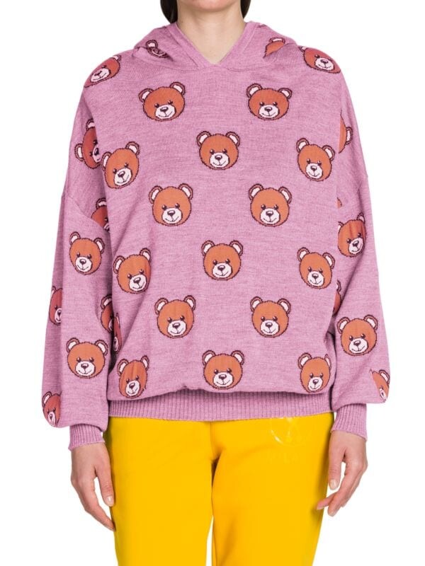 

Пуловер с капюшоном с медведем Moschino Pink multi