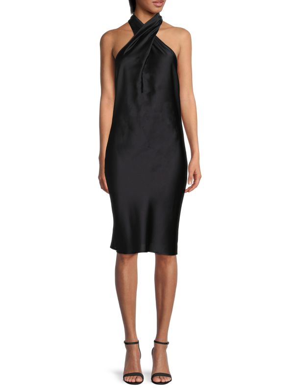 Атласное платье с завязками на шее Renee C. Black атласное платье с завязками на шее renee c black