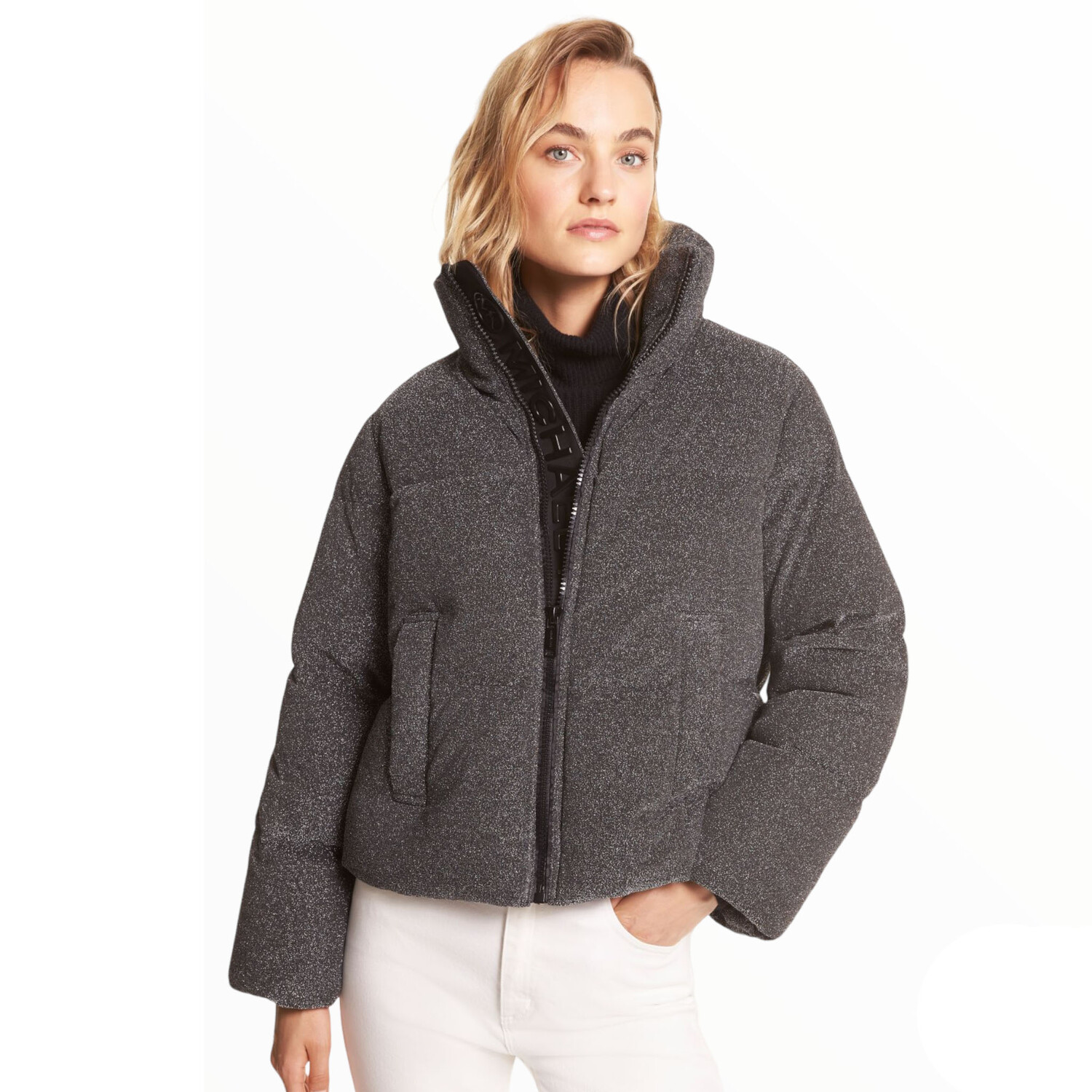 

Куртка Michael Michael Kors Quilted Metallic Knit Puffer, серый