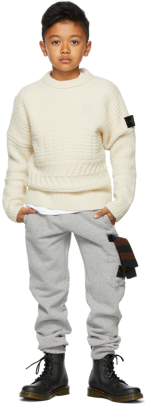 

Детские серые классические домашние брюки Stone Island Junior