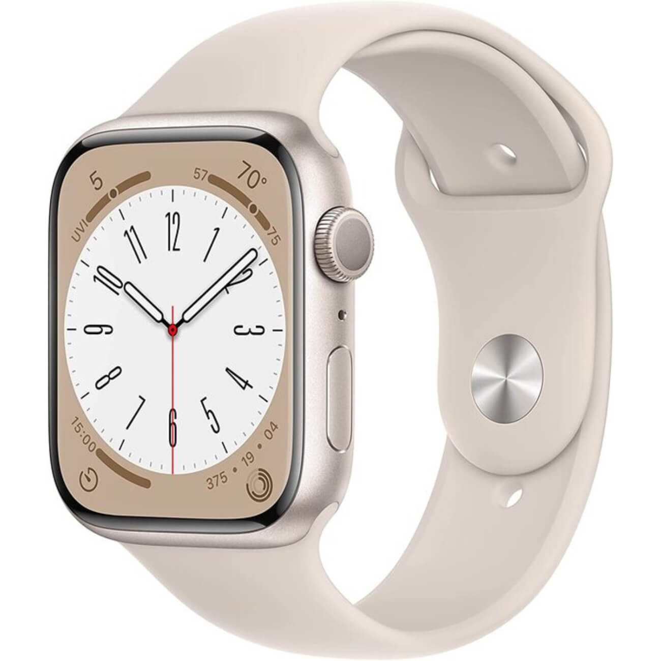 умные часы apple watch series 8 gps cellular 45 мм алюминий starlight starlight Умные часы Apple Watch Series 8 (GPS), 45 мм, Starlight Aluminum Case/Starlight Sport Band - R
