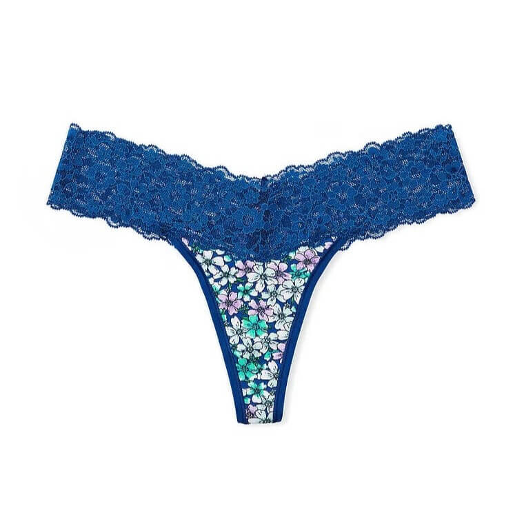 

Трусики-стринги Victoria's Secret The Lacie Lace-Waist Cotton, синий