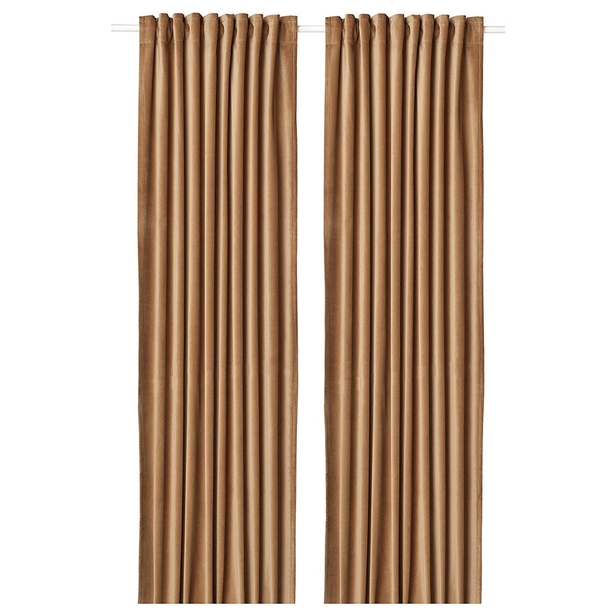 

Шторы блэкаут Ikea Sanela, 2 предмета, светло-коричневый