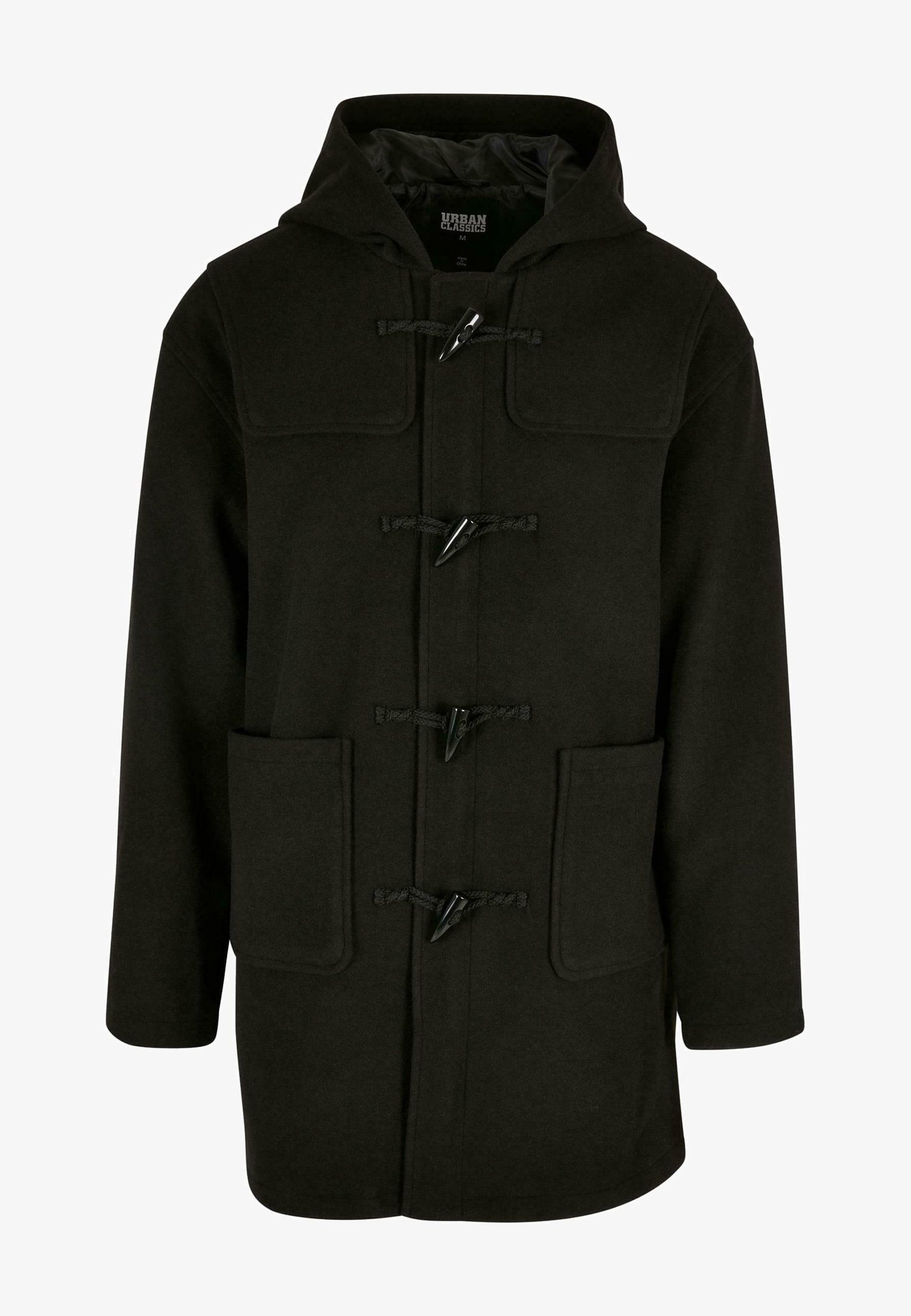 Пальто короткое Urban Classics с капюшоном, черный фотографии
