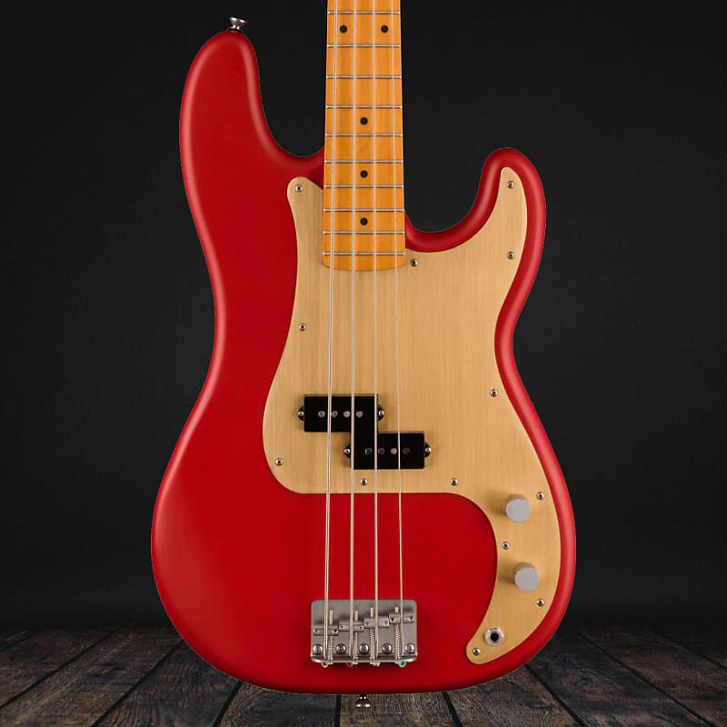 

Squier 40th Anniversary Precision Bass, Vintage Edition, кленовый гриф, золотая анодированная накладка - Satin Dakota Red