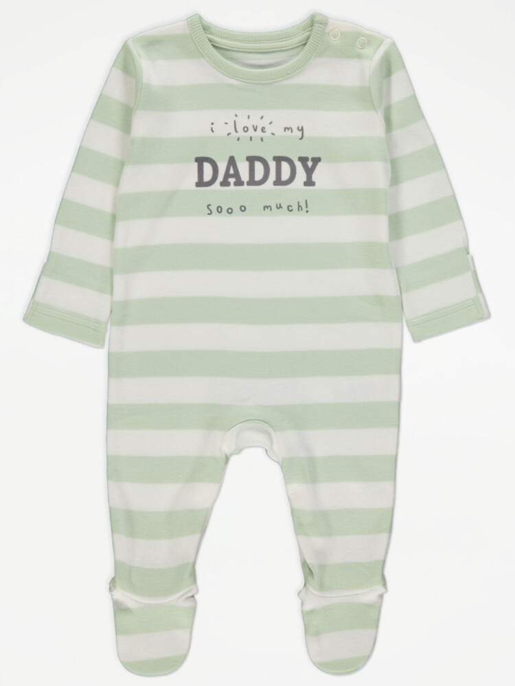 

Пижамный костюм I Love My Daddy в зеленую полоску George., зеленый