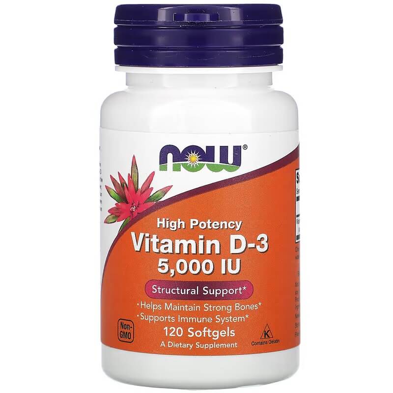 Витамин D3 NOW Foods 125 мкг 5000 МЕ, 120 капсул