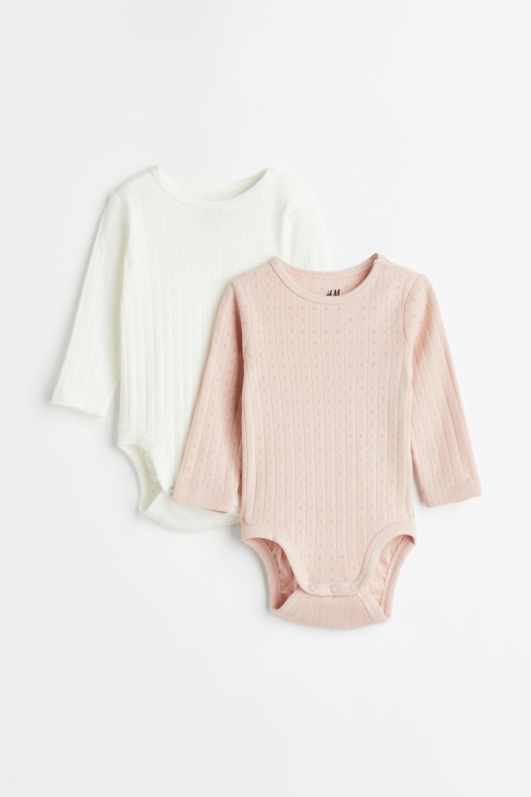 Комплект из 2 боди с длинными рукавами H&M, пудрово-розовый/белый набор из 3 боди с длинными рукавами для новорожденных белый розовый
