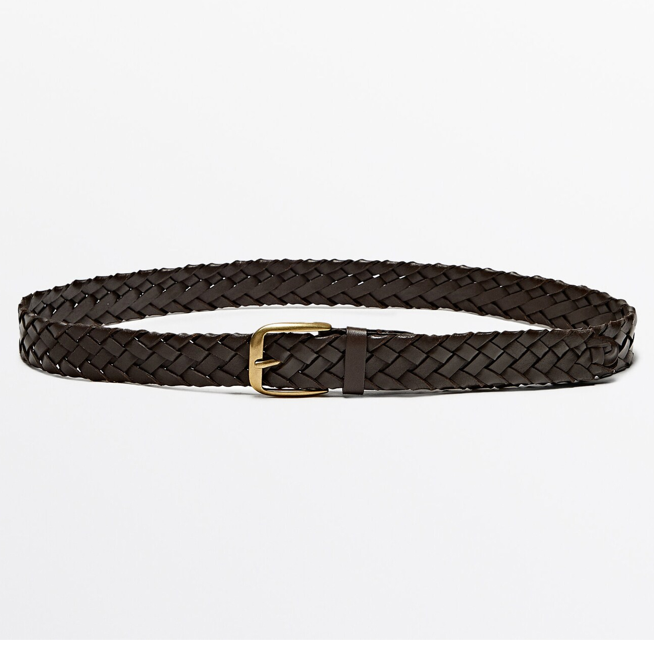 Ремень Massimo Dutti Braided Leather, коричневый ремень massimo dutti leather belt thin limited edition чёрный