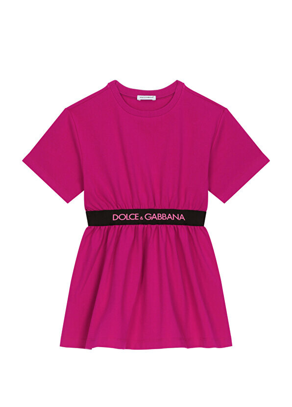 

Эластичное платье цвета фуксии с логотипом для девочек Dolce&Gabbana
