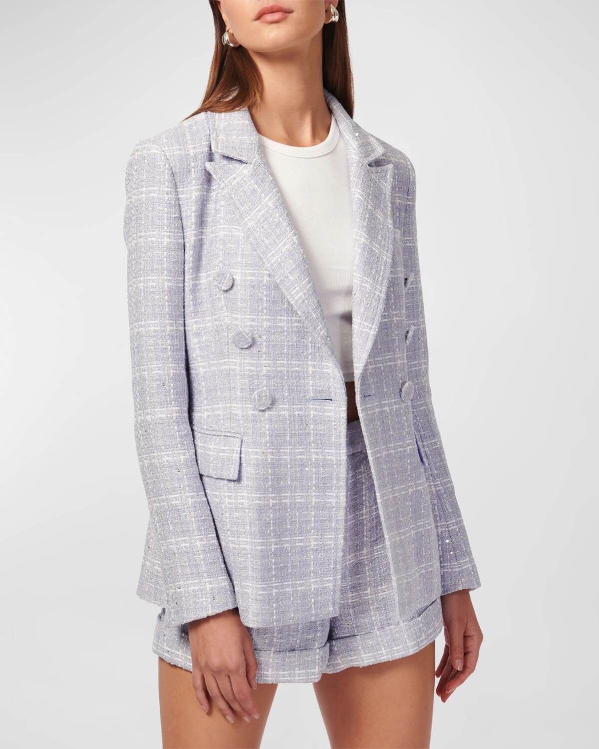 

Твидовый блейзер Bruna Cami NYC, цвет White/Delphinium