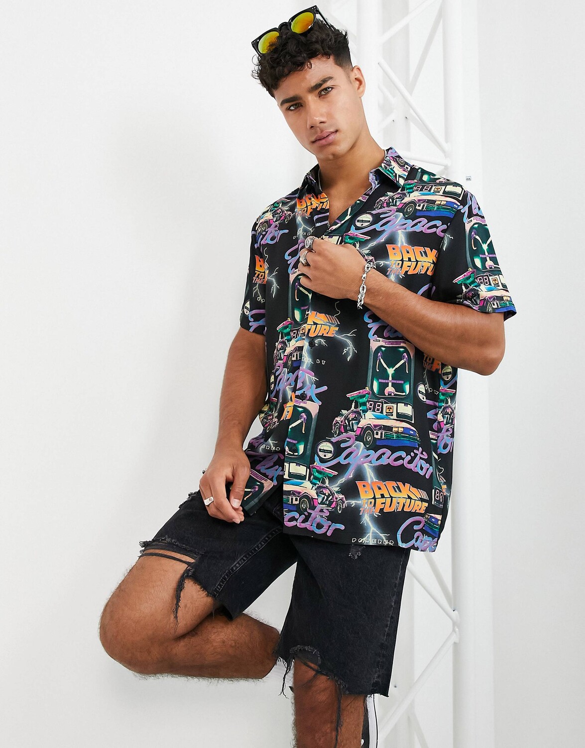 

Свободная рубашка с принтом \"Назад в будущее\" ASOS DESIGN