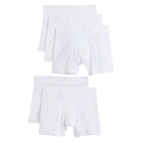 Комплект трусов-боксеров H&M Cotton Boxer Shorts, 5 предметов, белый