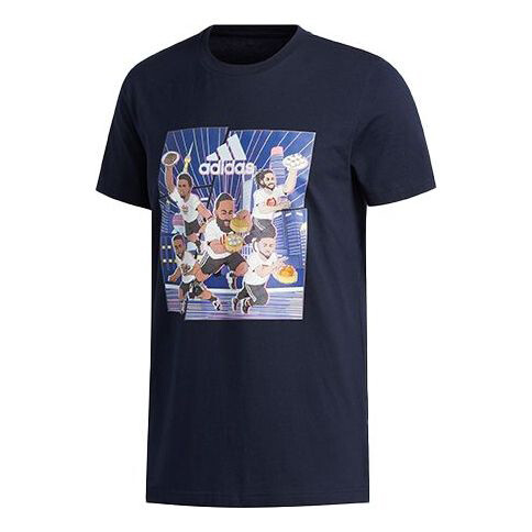 

Футболка Adidas Basketball Cartoon Printing Short Sleeve Blue, Синий