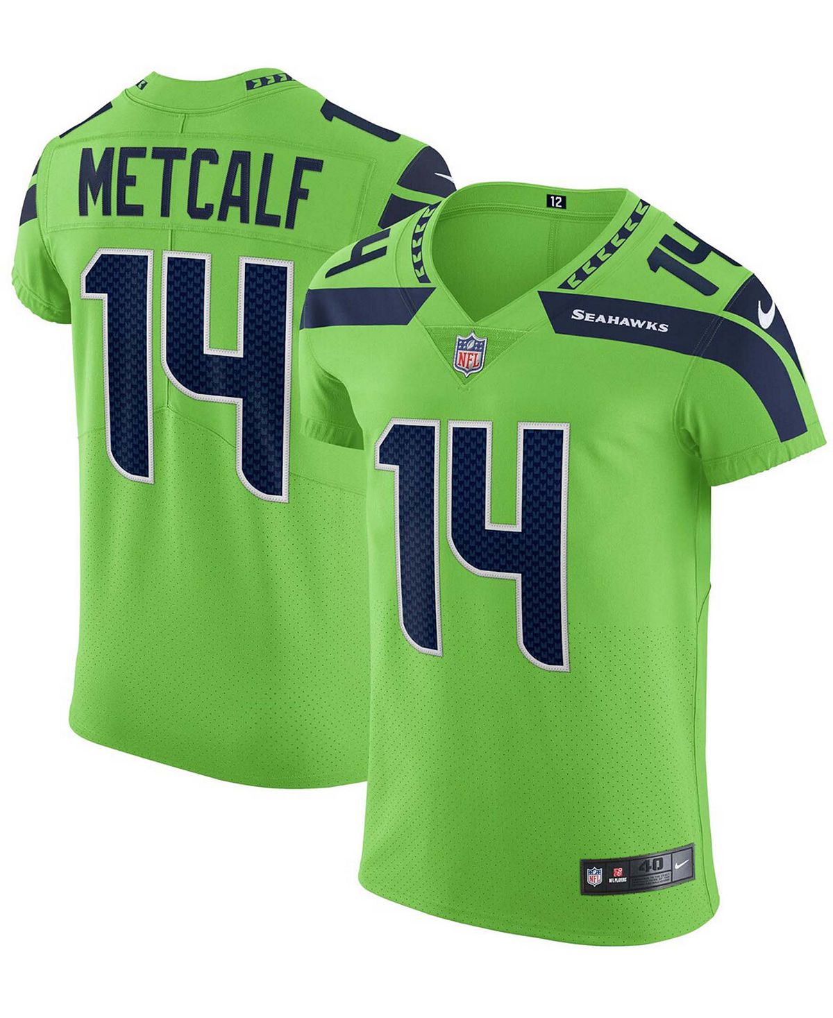 Мужская футболка dk metcalf neon green seattle seahawks alternate vapor elite player Nike, мульти цена и фото