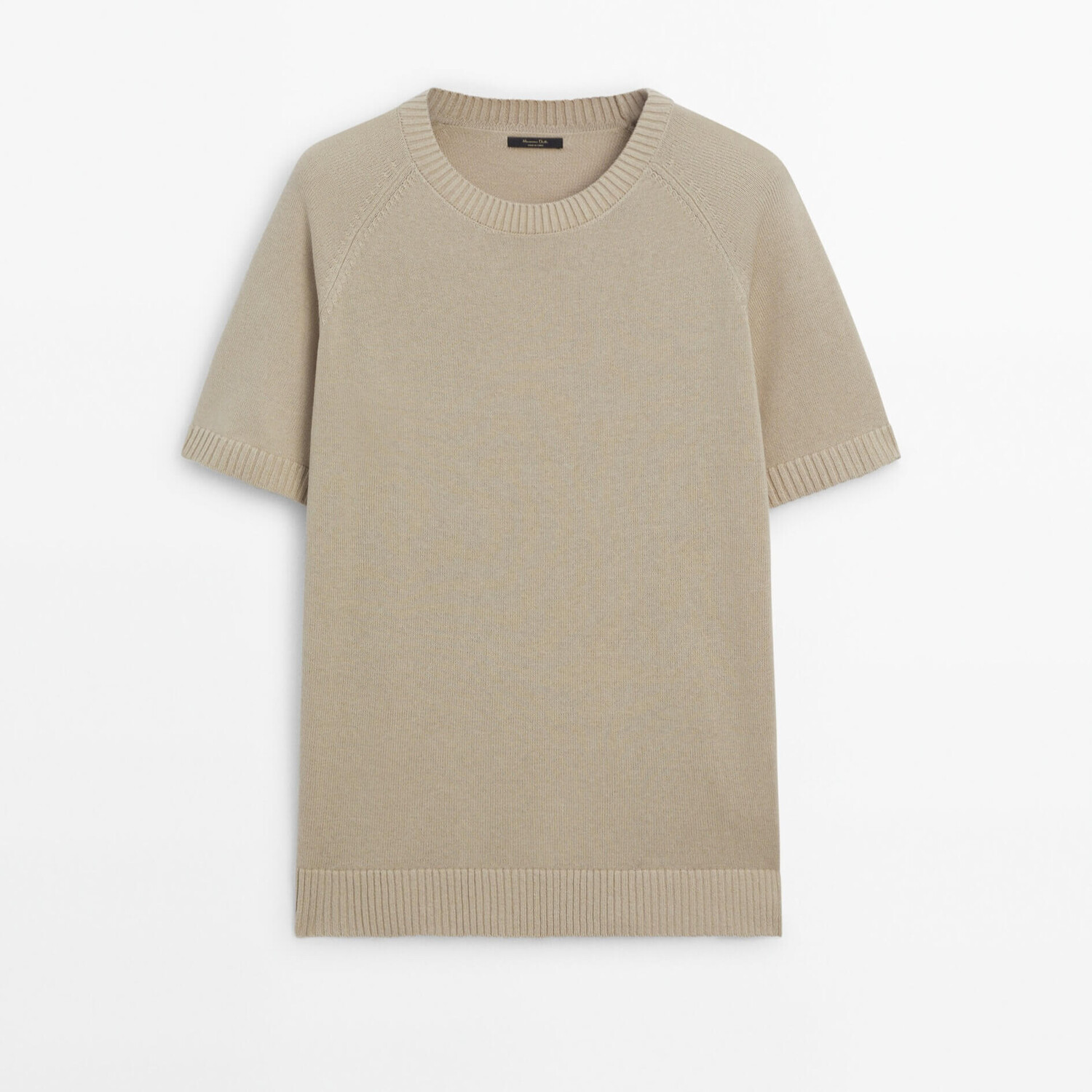 

Футболка Massimo Dutti Short Sleeve Knit With Cotton, бежевый