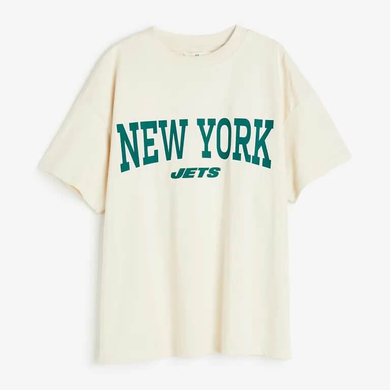 

Футболка H&M Oversized Printed T-Shirt, бежевый