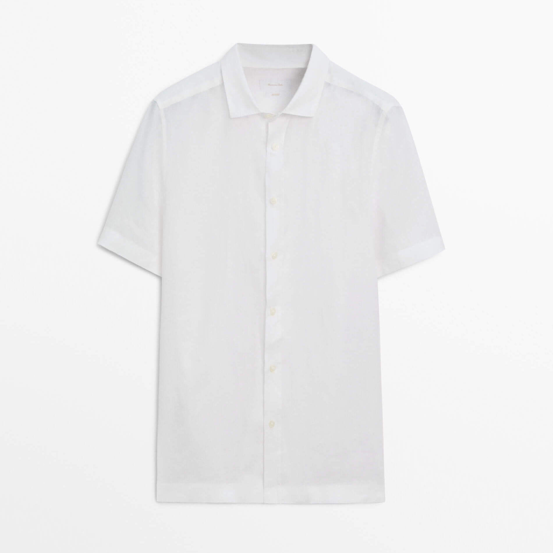 Рубашка Massimo Dutti 100% Linen With Short Sleeves, белый