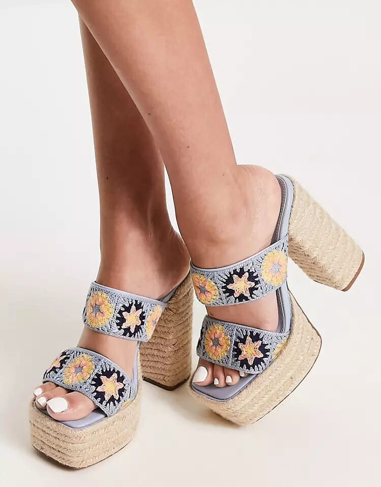 

Мюли ASOS DESIGN Nirvana Crochet Platform Heeled, мультиколор