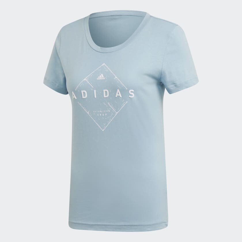 

Футболка adidas Women's Emblem Tee Graphic Tee, светло-голубой, Синий