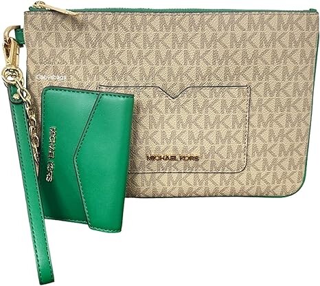 

Michael Kors Jet Set Travel, большой футляр для карт 2 в 1 и клатч MK Signature, зеленый