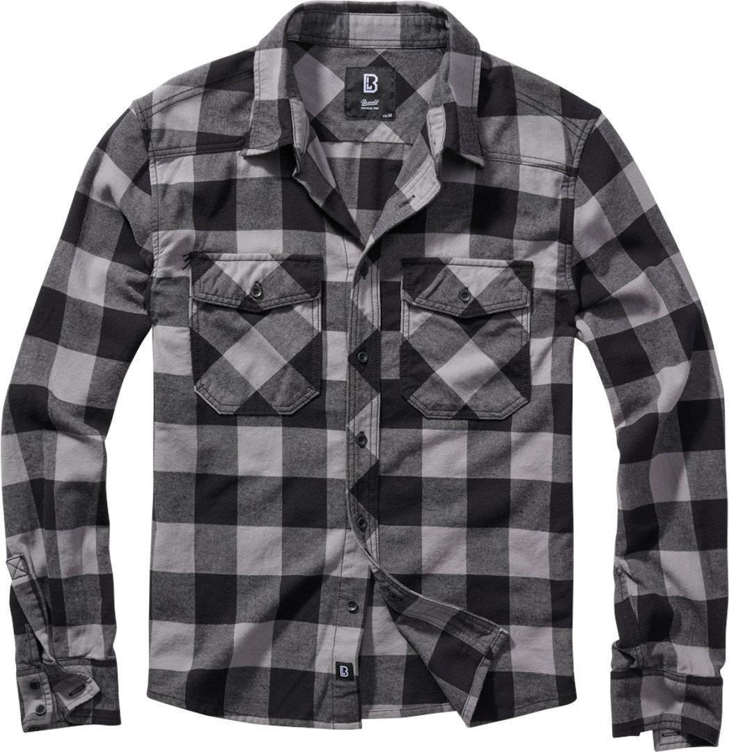 Рубашка Brandit Check с длинным рукавом, черный/серый