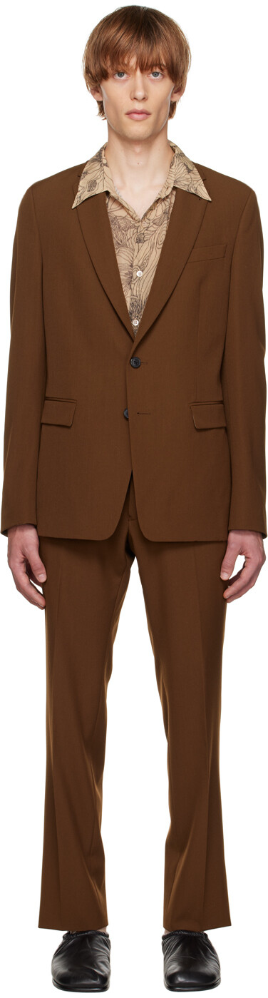 

Коричневый шерстяной костюм Dries Van Noten