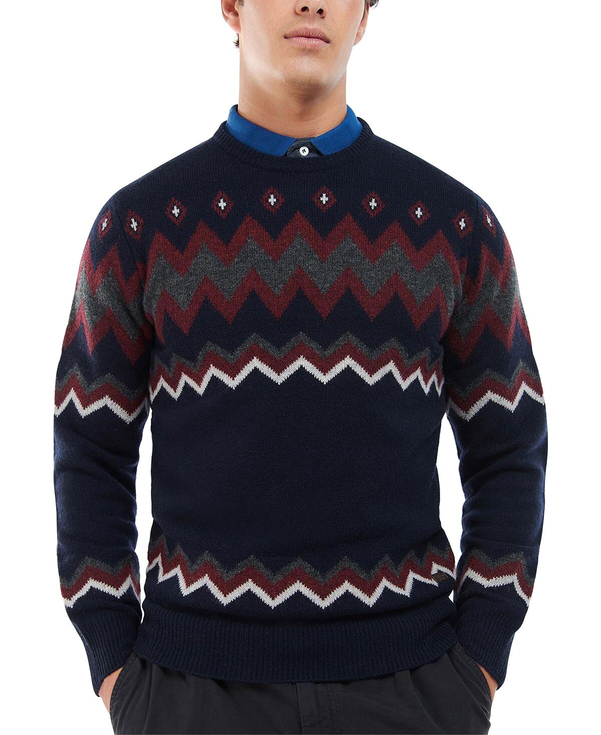 

Мужской шерстяной свитер regis fair isle с круглым вырезом Barbour, синий
