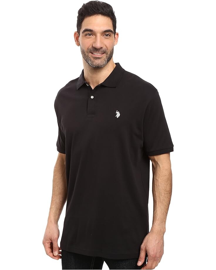 цена Поло U.S. POLO ASSN. Solid Interlock Polo, черный