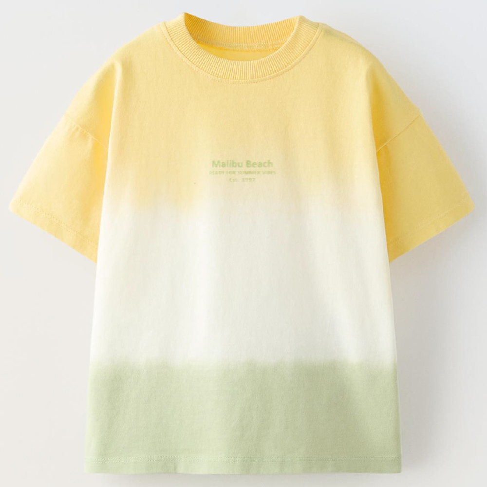 Футболки Zara Tie-dye, желтый/зеленый/бежевый футболка с круглым вырезом с принтом тай энд дай xs фиолетовый