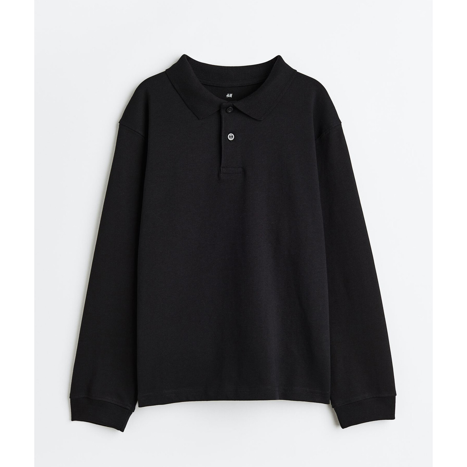 

Хлопковая футболка для регби H&M Basics Solid-color, черный