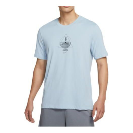 

Футболка Nike Kyrie Irving Alphabet Pattern Printing Casual Round Neck Short Sleeve Light Blue, Синий