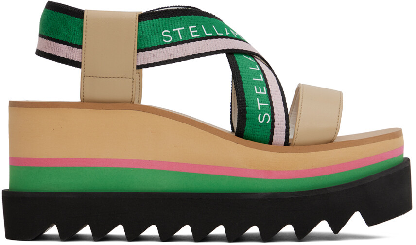 

Бежево-зеленые босоножки на каблуке на платформе Sneakelyse Stella McCartney